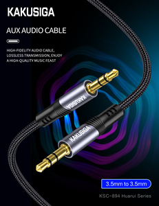 Kakusiga Nhà Máy Trực Tiếp 1M Bện 3.5Mm Cáp AUX, Nam Để Nam, Hi-Fi Cho Xe Stereo/Tai Nghe/Loa/MP3/TV/Trò Chơi Console - Product Image 3