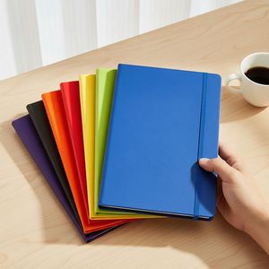 Gift A4 A5 A6 Embossed Logo Leather Notebook Promotional Customized Inner Page Binding Elastic Strap Notebook for School - Product Image 1