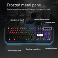 Ensemble clavier et souris de jeu USB LED KM77, filaire, avec cadre métallique, pour ordinateur de bureau, ordinateur portable, usage professionnel