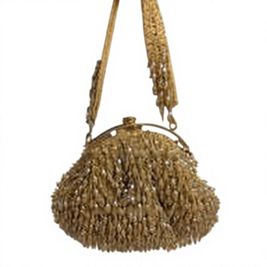 Bolso de noche con cuentas doradas, forma de concha, bolso de hombro brillante, elegante bolso de mano para fiesta - Product Image 1