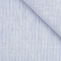 Tissu Popeline Rayé Teint en Fil Écologique 55% Lin 45% Coton, Meilleure Vente, pour Chemises Formelles, Décontractées et Uniformes Homme, Femme, Enfant