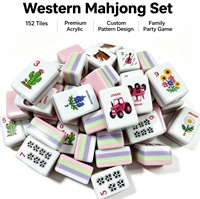 Mahjong Cowboy Country Rose : Tuiles de Mahjong Texas avec motifs Bandana et Tête de Cheval – Ensemble de Mahjong Léger en Acrylique pour Fêtes