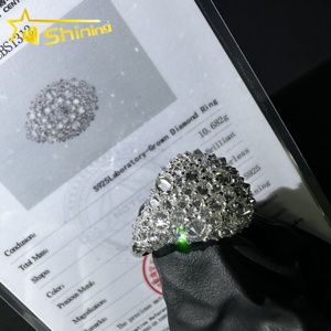 925 스털링 실버 반전 세팅 랩 그로운 다이아몬드 남성 반지 아이스드 아웃 참 장식용 주얼리 - Product Image 1