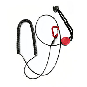 Longue lanière de sécurité rétractable en fil d'acier et PU pour la pêche, anti-perte, avec boucle métallique, accessoires de canoë - Product Image 1