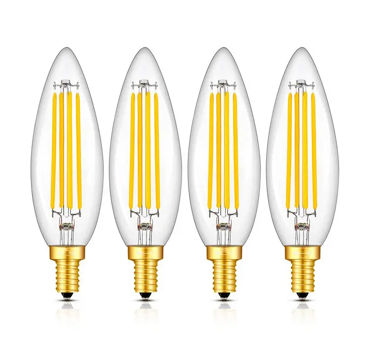 E27 E14 2W 4W 6W A60 4W Glas gehäuse Glühbirne Kerzen filament Dimmbare Filament-LED-Lampe Warmweiß Ultra helles LED-Kerzenlicht