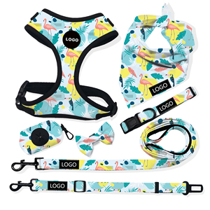 יוקרה Neoprene לחיות מחמד כלב רתם סט הדפסת סובלימציה מותאם אישית לא למשוך רך Mesh כלב רתם וקולר סט עבור כלבים - Product Image 1