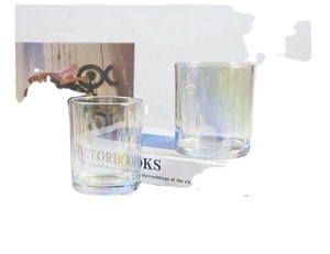 Luxury Custom Transparent Colorful Wide Mouth <b>Tealight</b> Glass Candle Jar Iridescent Candle Container - Product Image 3