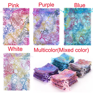 Sacs en organza <span class=keywords><strong>corail</strong></span> 100 pièces Marquage à chaud - <span class=keywords><strong>Pochette</strong></span> élégante à cordon pour bijoux Cadeau Sac à bonbons Favors de <span class=keywords><strong>mariage</strong></span> Emballage - Product Image 2