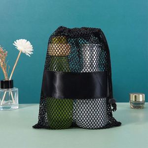 Multi Functional Black Mesh Hollow <b>Drawstring</b> Storage Bag Dive Polyester <b>Drawstring</b> <b>Backpack</b> Bag, Pickleball Player Bag - Product Image 1