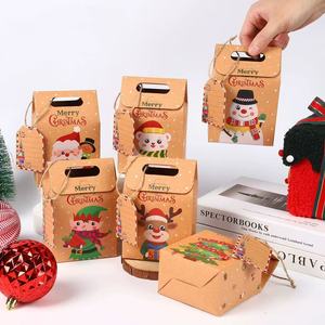 Festive Santa Elf Snowman Prints Designs Star Tags Boîtes à friandises en papier Kraft personnalisables écologiques pour la décoration du Festival - Product Image 4