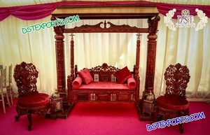 Ensemble musulman Mehndi Sangeet Stage Jhula Dernier en bois sculpté Designer Swing Set Muslim Walima Stage Swing Set UK - Product Image 5