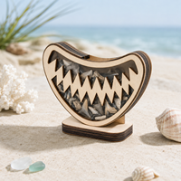 Boîte de rangement en bois pour dents de requin, présentoir de collection de spécimens fossiles, décoration de bureau souvenir marin.
