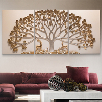 Grande taille arbre doré 3d décoration de la maison pour mur en gros à la main mode tenture murale luxe 3D peinture décor