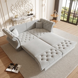 Canapé-lit Chesterfield classique en velours avec accoudoirs roulés, 83,8 pouces, surdimensionné, avec capitonnage floral - Product Image 1
