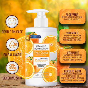 Etiqueta privada 300ml Hombres Mujeres Anti Manchas oscuras Hidratante Blanqueamiento Vitamina C Cúrcuma Ácido Kójico Loción corporal - Product Image 4