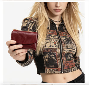 Ando Bag Genuine Cowhide Leather Vintage RFID <b>Wallet</b> for <b>Women</b> with <b>Card</b> Slots and Zipper Coin Pockets - Product Image 2