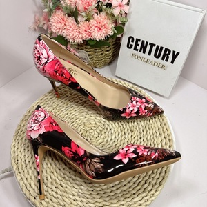 Zapatos de Mujer con Flores Rojas de 12CM, 10CM y 8CM, 2024, Tallas Grandes, Tacones de Aguja con Punta Puntiaguda, Zapatos de Tacón Alto de Moda - Product Image 1