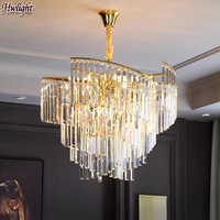 Lustre rond en cristal K9 postmoderne, lampe de luxe moderne pour salon, chambre, hôtel, villa, éclairage de projet commercial
