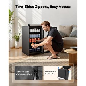 Outdoor <b>Refrigerator</b> Cover Waterproof Dustproof Upright <b>Mini</b> Fridge Protector Black 19.134D x 18.134W x 31.534H - Product Image 4