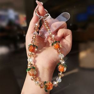 귀여운 과일 비즈 폰 스트랩 딸기 & 오렌지 유리 비즈 분실 방지 손목 체인 카와이 휴대폰 참 장식 끈 (여자아이들을 위한) - Product Image 3