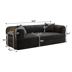 Sofá Cama Convertible con Compresión, Respaldo Acolchado, Reposabrazos, Futón Cómodo, Sofá Modular sin Estructura para Sala de Estar - Product Image 1
