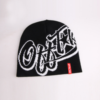 Chapeau d'hiver de luxe pour homme, en tricot jacquard, avec logo personnalisé, étiquette tissée rouge, style streetwear Y2K, graphisme graffiti, haute qualité