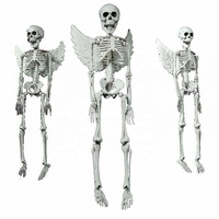 Squelette suspendu d'Halloween de 20 pouces avec ailes d'ange, décoration murale pour fête intérieure et extérieure, accessoires de maison hantée pour Halloween