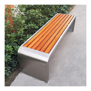 Asiento Largo de Aluminio Fundido y Madera Plástica Reciclada para Parques Públicos, Muebles de Exterior, Asientos para Jardín, Patio, Silla - Product Image 1