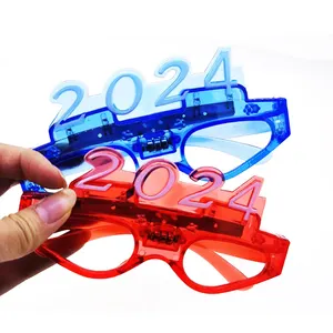 Fornecimentos para una fiesta Tendencias Gafas brillantes Cuatro luces 2024 Año Nuevo Led Flash Gafas de Navidad Suministros para fiestas