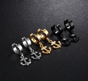 Meilleures ventes, boucles <span class=keywords><strong>d</strong></span>'oreilles africaines à clip pour hommes, ancre en or - Product Image 5