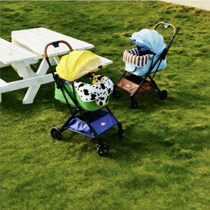 Chariot pliable pour animaux de compagnie JXB à 4 roues, écologique, en fer et lin, avec patchwork de couleurs contrastées, pour chiens et chats - Product Image 4