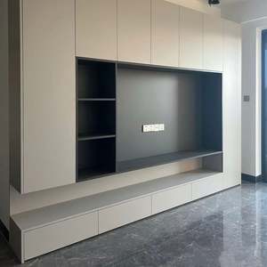 Wooden Panel Wall Unit Tv Storage <b>Cabinet</b> Modern Design <b>Hall</b> Tv Tv Wall Units Designs in Living Room - Product Image 3
