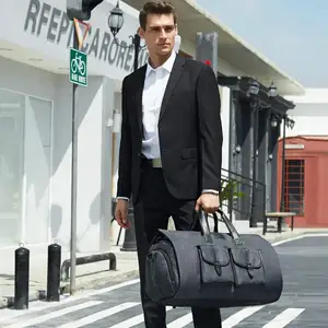 Custom Foldable Waterproof Multi-function Lightweight Travel Duffle Garment Suit Bag With Shoe Compartment