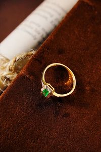 Anillo de Diamantes y Esmeralda Natural Retro de Oro Amarillo de 18k de Xinfly Fine Jewellery - Product Image 4