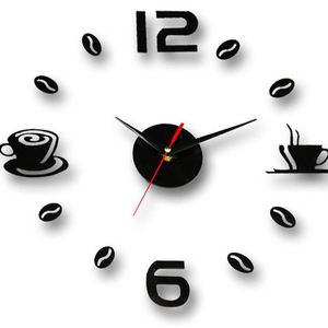 Creative Coffee Cup Wall <b>Clock</b> DIY Mute <b>Digital</b> <b>Clock</b> 3D Acrylic Mirror Decoration Wall Stickers for Living Room Kitchen - Product Image 1