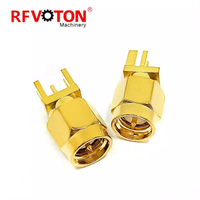 Conector de soldadura de montaje en borde macho SMA de polaridad inversa para PCB de 1,2mm