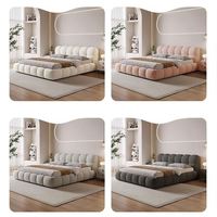 Ensemble de lit bouffant moderne en tissu blanc avec cadre de grande taille Meubles rembourrés doux de designer pour la maison et l'hôtel Vente en gros Offre Spéciale