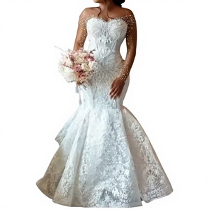 Vestido de Novia Moderno con Cordones, Talla Grande, 2025, Elegante, Blanco, Silueta Sirena/Trompeta, Largo hasta el Tobillo - Product Image 1