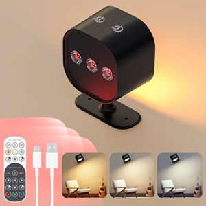 Lámpara de Pared LED Inalámbrica Recargable Moderna RGB 3CCT con Atenuación, <span class=keywords><strong>Luz</strong></span> Nocturna de Lectura con Batería para Dormitorio - Product Image 5