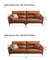 Meilleures ventes - Canapé en cuir brun de style mid-century moderne avec pieds en bois, dossier haut, rembourrage en éponge, meubles de salon