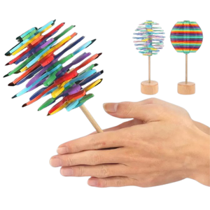 2 estilos de madera giratoria FORMA DE piruleta Color cognición juguetes inteligentes alivio del estrés espiral juguetes de madera - Product Image 1
