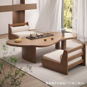 Mesa de té nórdica de madera maciza, adecuada para uso doméstico, balcón, sala de estar, mesa de té con forma de nube, creativa, única, minimalista - Product Image 3