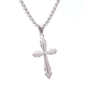 Stainless Steel <b>Cross</b> Pendant Necklace Unisex Fashion Jewelry Gift For Men Women Students Couples Hip Hop Style - Product Image 1