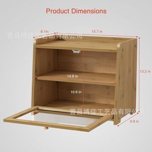Bamboo Double Layer Bread <b>Box</b> Kitchen Countertop <b>Storage</b> With Lid Dustproof Large Capacity Wooden Food Organizer - Product Image 4