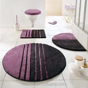 Poliacrílico jacquard 4pcs conjunto alfombras con distintos Anti-deslizamiento de látex a piso estera de baño