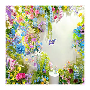 油画风格莫奈花园系列婚礼大厅场景布置摄影照片打孔花墙手工绢花 - Product Image 3