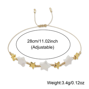 Bracelet en perles de coquillages plaqué or avec breloque étoile, ajustable, pour femmes, bijoux de mode, vente en gros - Product Image 5