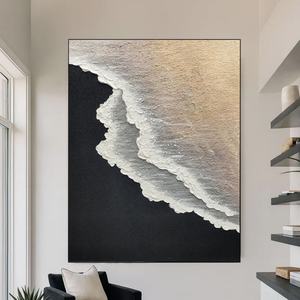 Arte Mural Minimalista Personalizado, Pintura a Mano sobre Lienzo, Obra de Arte Contemporánea, Decoración de Playa y Océano para el Hogar y Hoteles, Pinturas al Óleo - Product Image 3