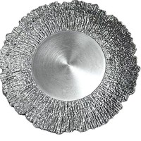 Assiette de présentation en plastique froissé doré à volants, bord festonné floral, pour décoration de table de mariage
