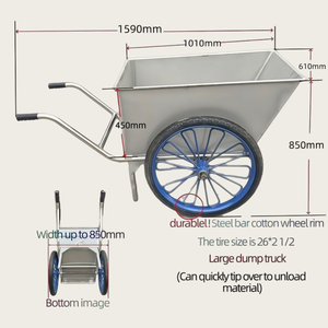 Carrello per Alimentazione in Acciaio Resistente, Grande Capacità, Ruote Blu con Raggi, Pneumatici in Gomma Piena per Alimentazione in Fattoria - Product Image 2
